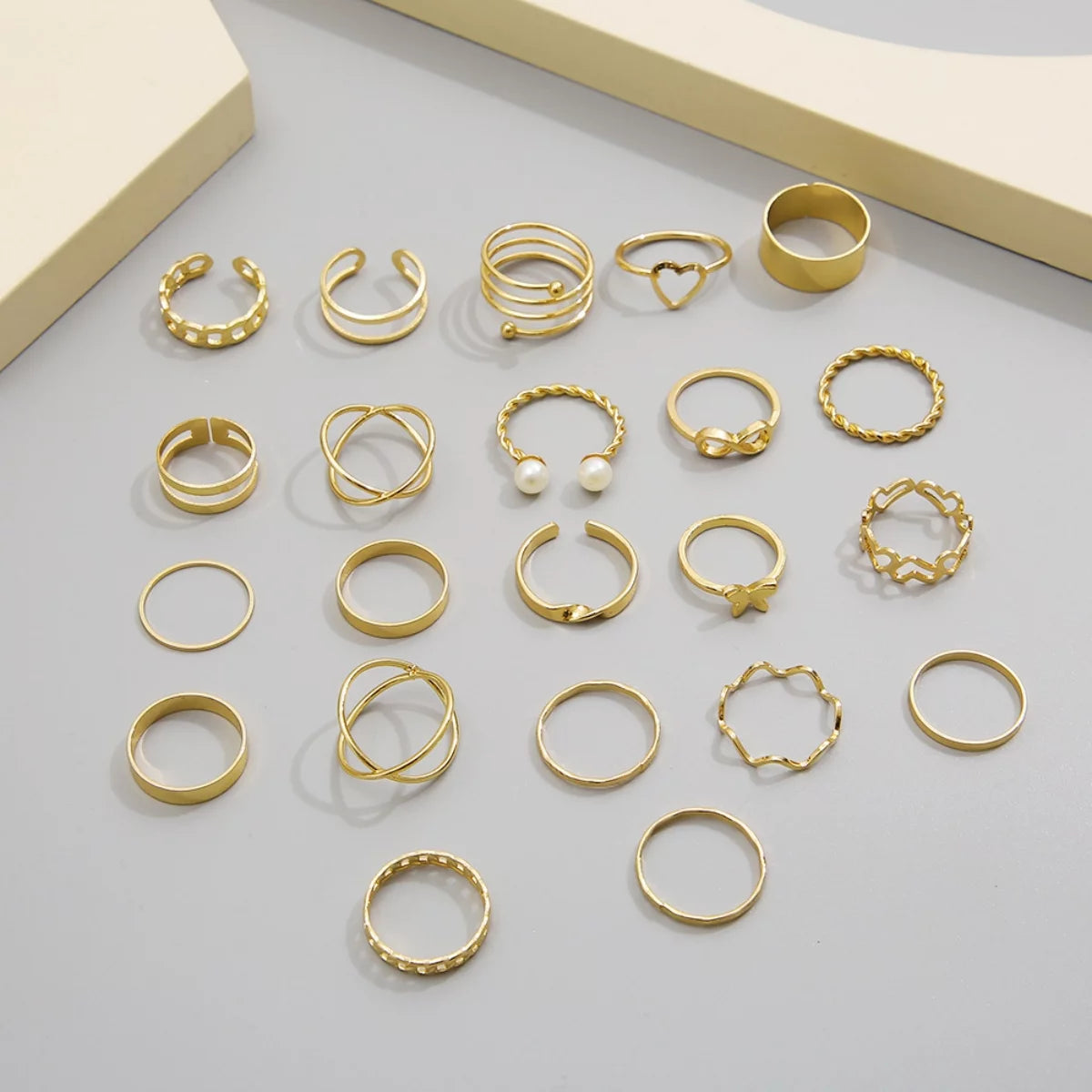 22PCS Knuckle Rings Stackable Rings Gold Wave Joint Finger for Women